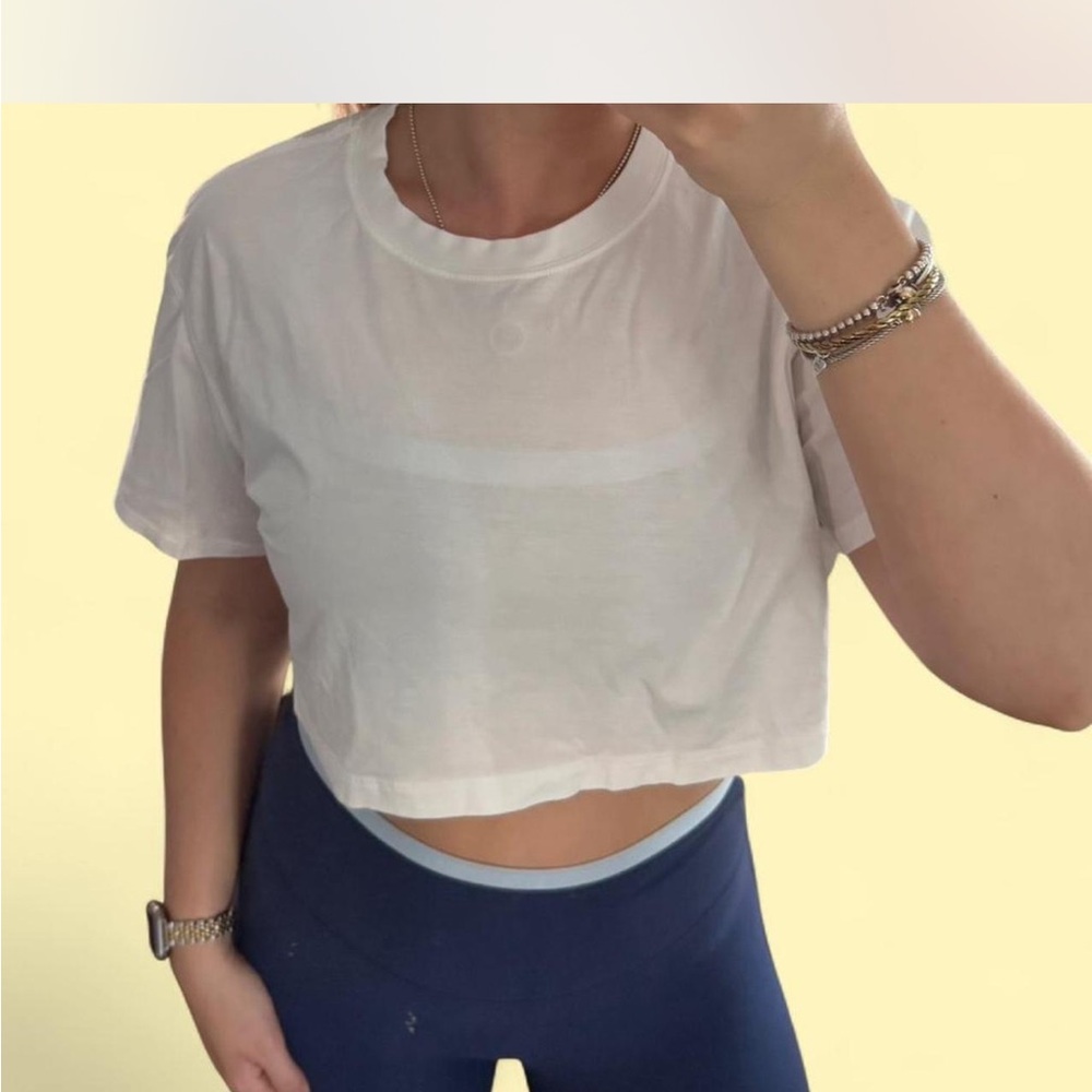 lululemon athletica White Cropped Crewneck Tee
